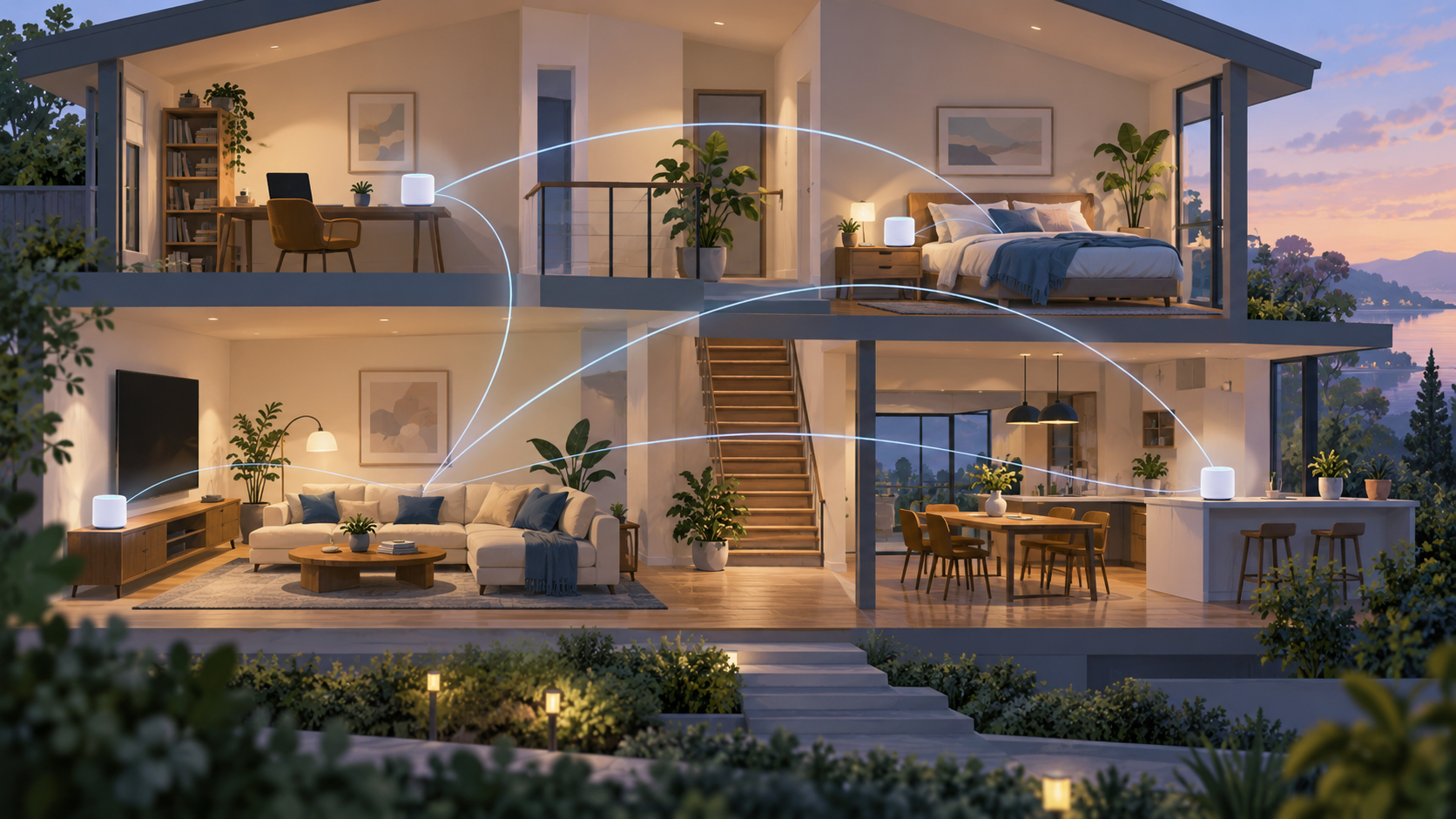 Editorial illustration for Best Wi-Fi 7 Mesh Systems for UK Homes