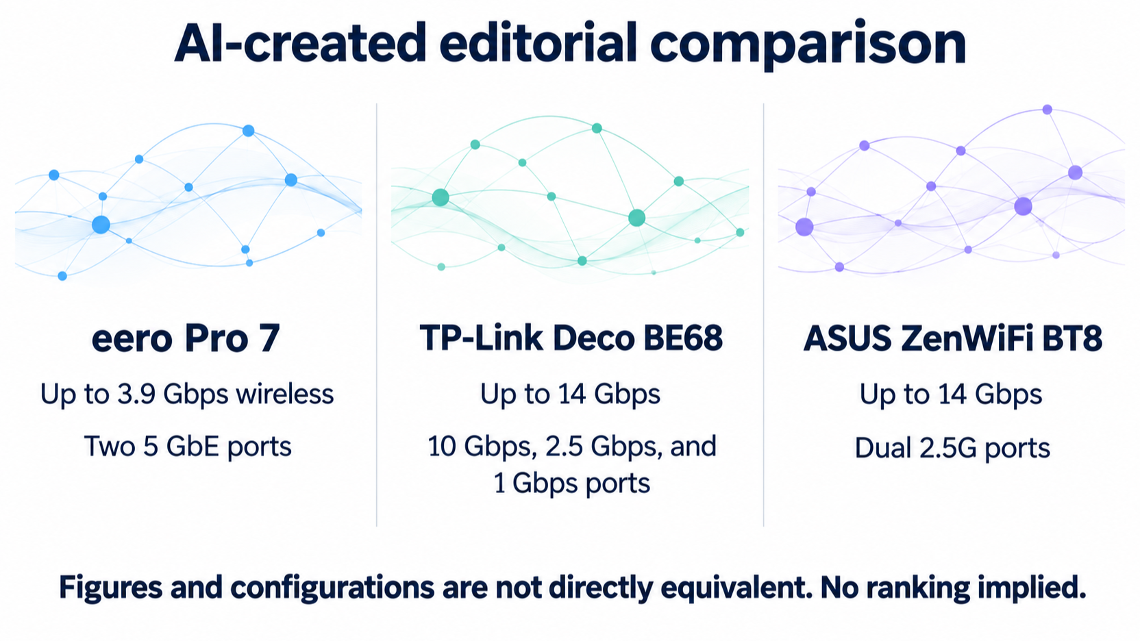 Help readers compare the supplied published speed and port claims without suggesting equivalent test conditions or declaring a winner