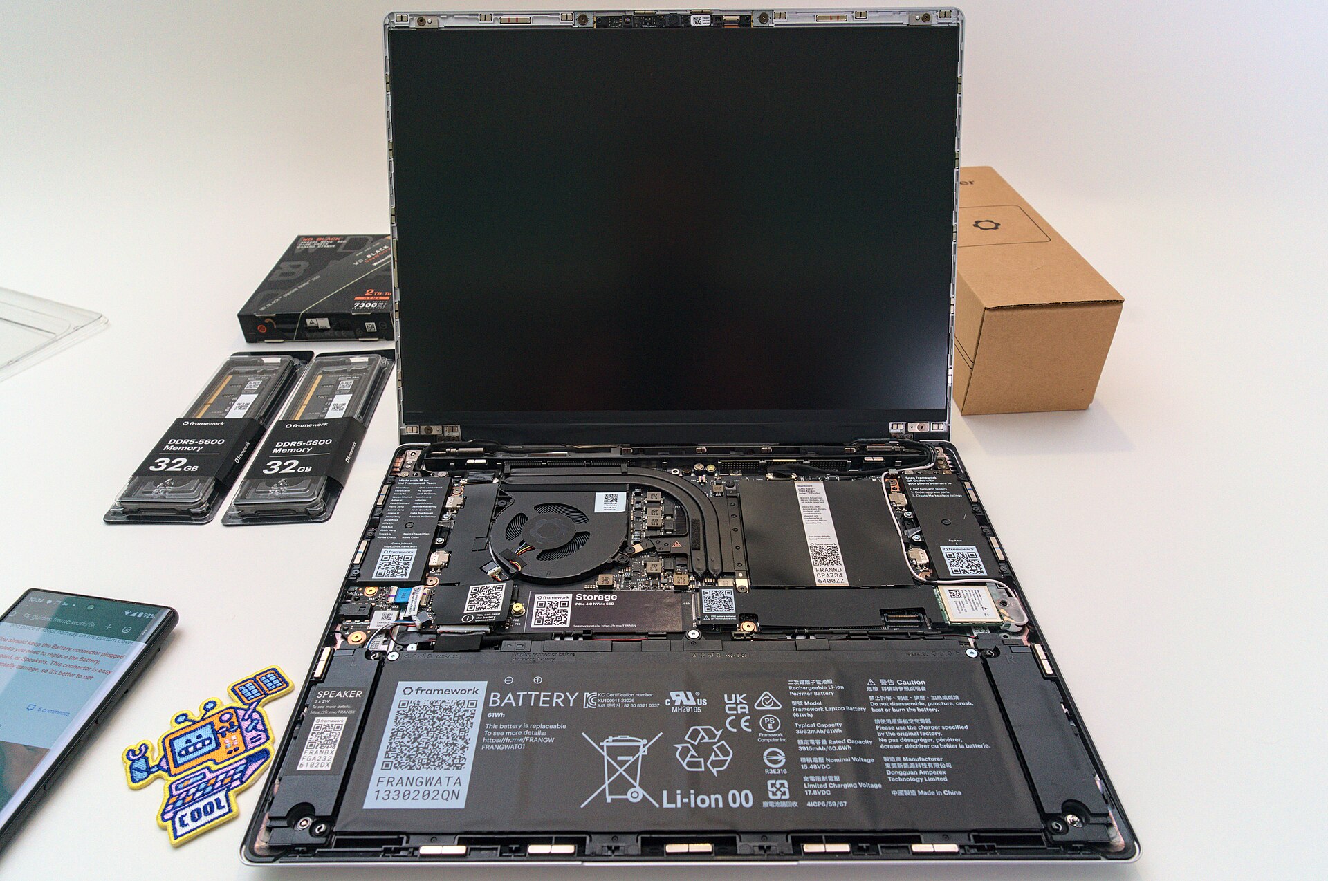 Framework Laptop 13 DIY setup with tools and modules